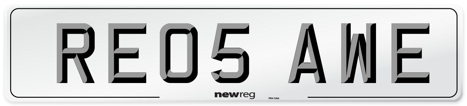 RE05 AWE Number Plate from New Reg